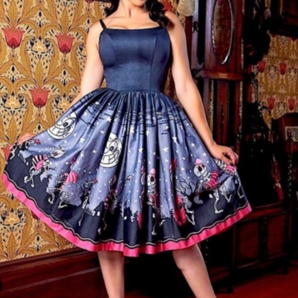 PUG Pinup Girl Clothing Pinup Couture Skeleton Dancing Jenny Dress - 4X